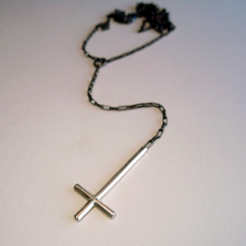 Inverted Cross Necklace, Stainless Steel Black Cross of Saint Peter Pendant  Necklace - Walmart.com